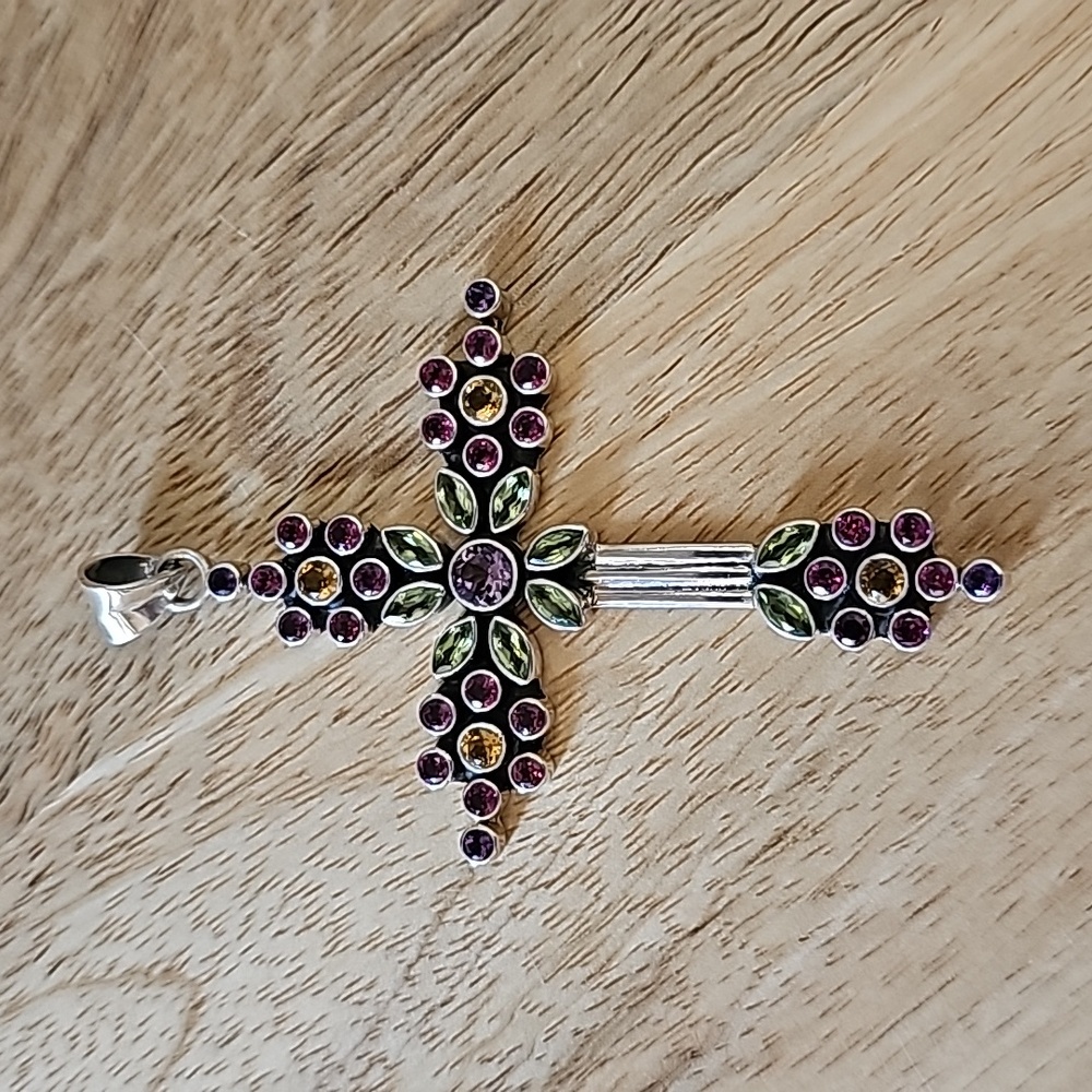 Nicky Butler Sterling Silver Gemstone Cross